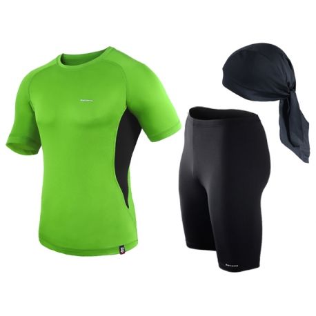 spodenki + koszulka termoaktywna do biegania BERENS limonka